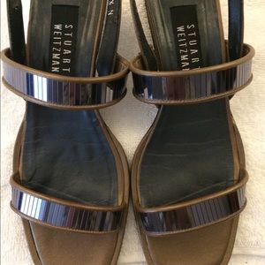 Stuart Weitzman Brown and Black Strappy Sandals